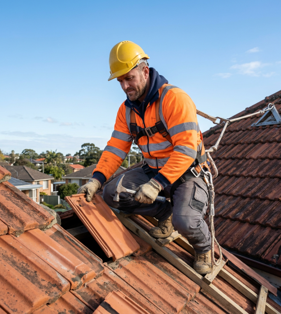 Insured CleanEasy roofer replacing a roof tile in Dublin